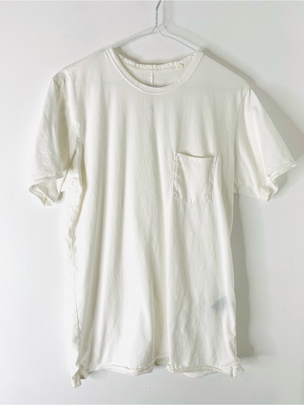 rag & bone Organic Cotton Pocket Tee Crew Neck Split Hem Rolled Edge White Top